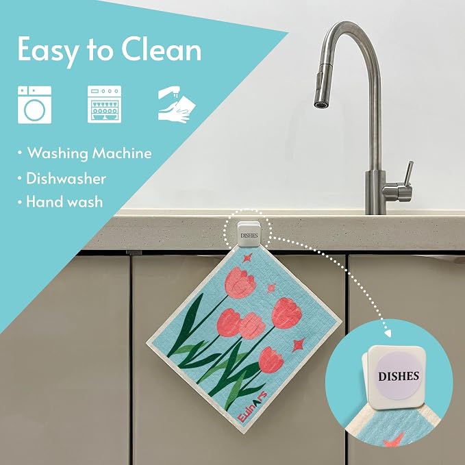 Eulnars Reusable Paper Towels, Swedish Dishcloths for Kitchen 8-Pack, Non-Scratch Swedish Dish Towels, Super Absorbent Cellulose Dish Cloths, No Odor Dish Rags