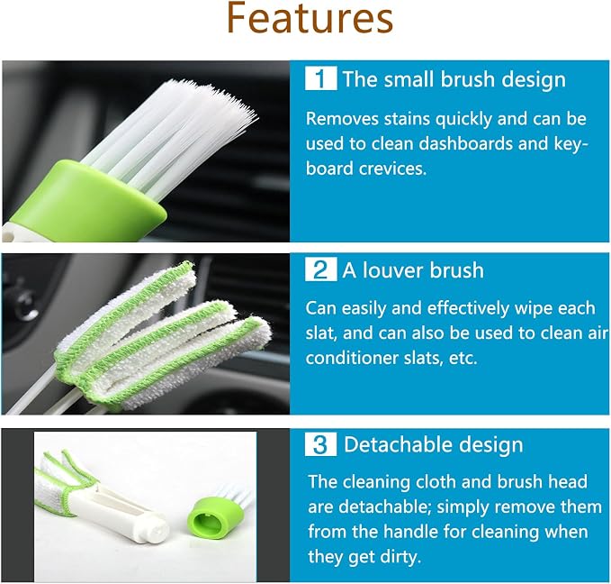 Washable Blind Cleaner Tool, Blind Duster, Microfiber Dusting Brush for Venetian Blinds, Window Shutters, Air Conditioner Vents（3-Pack）