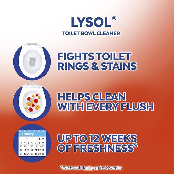 Lysol Click Gel Automatic Toilet Bowl Cleaner, Toilet Gel Stamp, Toilet Freshener, Bathroom Essentials, Refreshing Mango & Hibiscus Scent, 6 Count (Pack of 1)