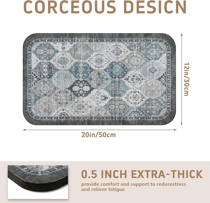 Dish Drying Mat, Vintage Rustic Boho Kitchen Dishes Absorbent Pad, 12x20in | Eco-friendly diatomite with non-slip rubber backing. Super absorbent mat for kitchen counters, coffee bars & sinks