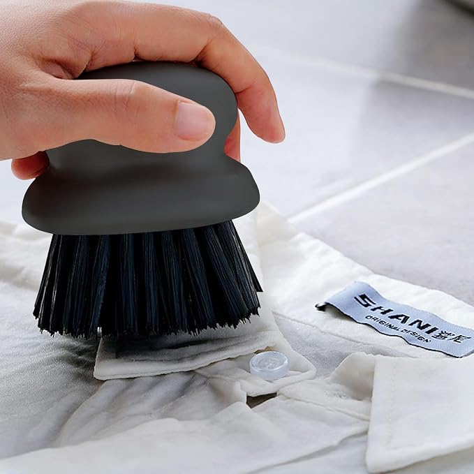 2Pack Dish Scrub Brush, Palm Brush Dish Scrubber with Ergonomic Grip, Kitchen Scrub Brushes for Cleaning for Pans, Pots, Kitchen Sink Cleaning-Black+White