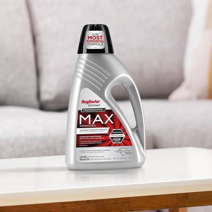 Rug Doctor by BISSELL Max Advanced Commercial Carpet Cleaner Solution 48 oz | Commercial Grade Carpet Shampoo. Removes the Toughest Embedded Stains and Odors and Protects Against Future Stains