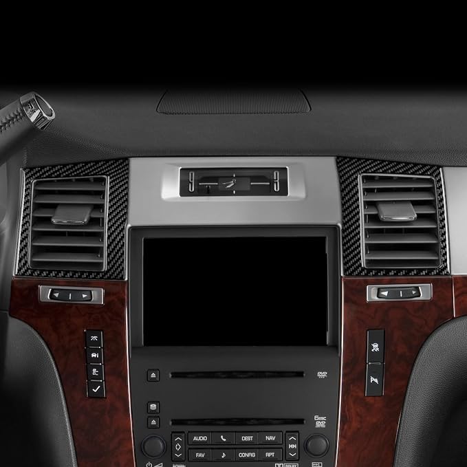 Fit for Cadillac Escalade ESV 2007-2014 / EXT Hybrid 2009-2013 | Real Carbon Fiber | Central Console Vent Dashboard Side Air Vent Trim | Stickers | Anti-scratch