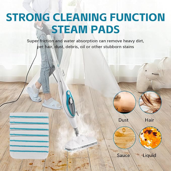 Steam Mop Pads Compatible with Black+Decker Steam Mop SM1600, SM1610, SM1620, HSM13E1, HSMC1300FX, HSMC1321, HSMC1361SG SMP20 - Washable Pads Replacement for Floor Cleaning - 5Pack