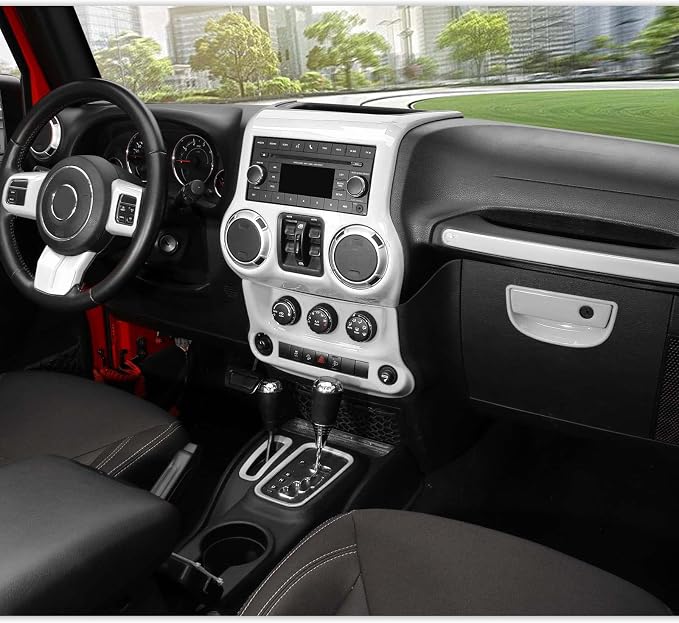 RT-TCZ for Jeep JK Interior Trim Kit White, JKU Center Console Dashboard Panel Trim Cover for Jeep Wrangler JK JKU 2011-2017 White Interior Accessories 10pcs