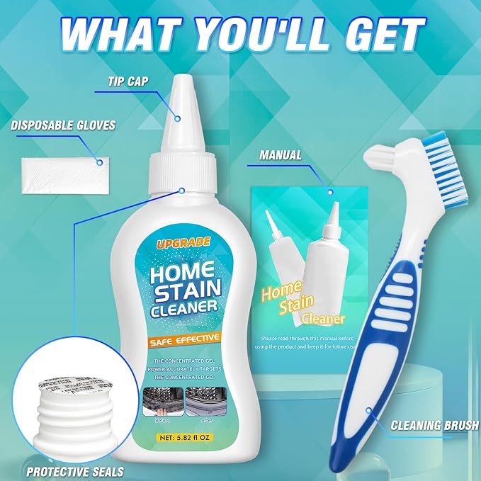 Mold Stain Cleaner Gel, 5.82 Fl oz All-Purpose Gel for Home Use on Washing Machine Gasket, Bathroom Grout, Sink, Shower, Caulk, and Front Loader Seal