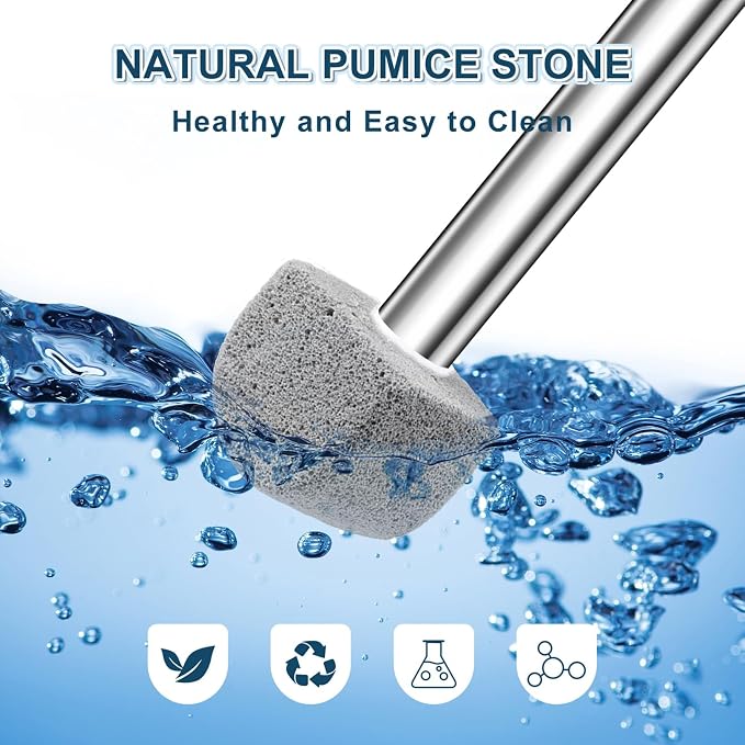 Pumice Stone Toilet Bowl Cleaner,16.7Inch Toilet Pumice Stone with Handle Cleans Hard Water Ring Calcium Buildup&Stains for Toilet Bath Kitchen Household Cleaning (Grey)