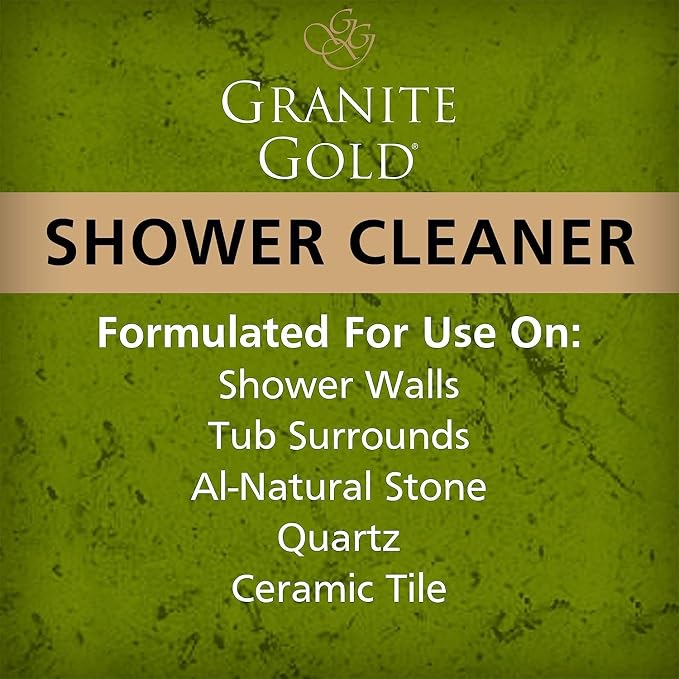 Granite Gold Shower Cleaner Spray for Quartz, Granite, Marble, Ceramic, and Other Stone Tub Surfaces, 64 Fl Oz & 24 Fl Oz