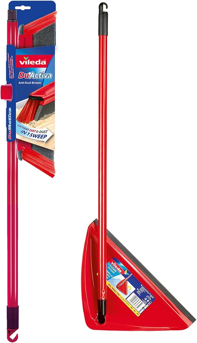 Vileda 157590 DuActiva Anti Dust Broom Plus Long Handle Dustpan