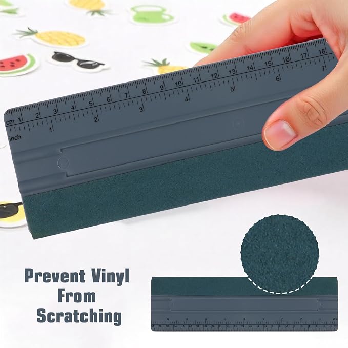 Wallpaper Smoothing Tool, Professional Vinyl Squeegee with Ruler | Felt Squeegee for Vinyl Decals Sticker Paper Wallpaper Window Film Tools (Gray, 10inch)