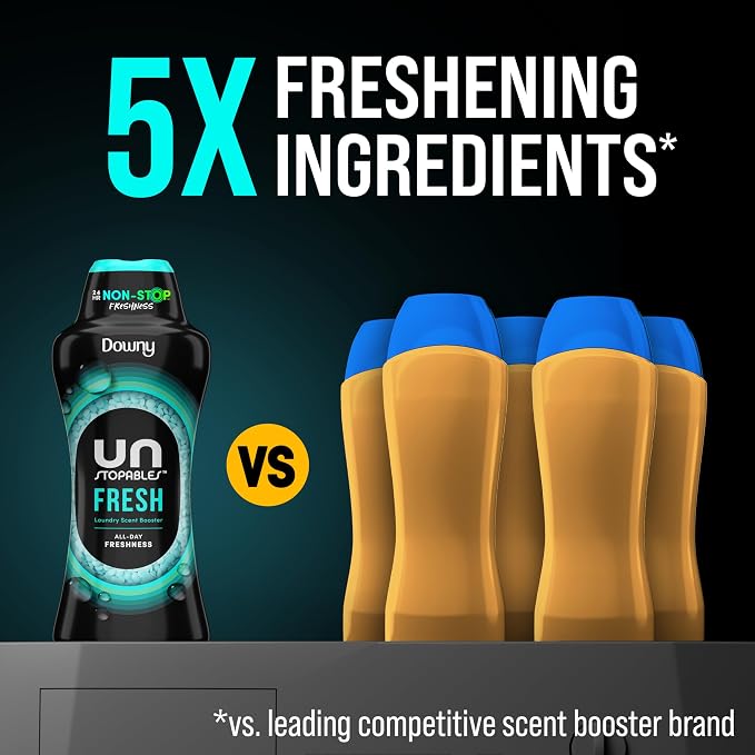 Downy Unstopables In Wash Scent Booster Beads, Fresh Scent, 24 oz, Laundry Beads for odor Protection, Downy Scent Booster Beads, Laundry Scent Boosters (Pack of 2)