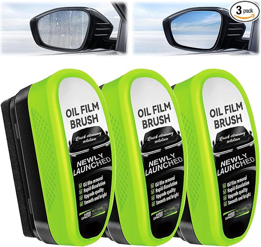 3PCS Clear Vision Windshield Cleaner, Automotive Oil Film Cleaning Brush for Car Windows, Windshield Oil Film Remover for Car,Truck,RV Windows and All Glass Surfaces