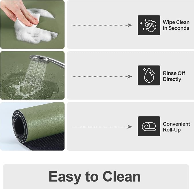 Ecotrim - Dish Drying Mat for Kitchen Counter | Coffee Bar Mat for Countertops | Heat Resistant Drainer Mat with Non-slip Rubber Backed | Hide Stain Kitchen Absorbent Draining Mat | Green 16"x24"