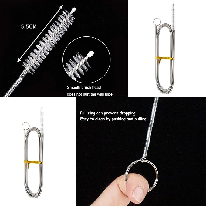 ICEYLI 2 Pack 60 Inch Long Flexible Tube Cleaning Brush, Stainless Steel and Nylon Bristles, Suitable for Home Kitchen, Fish Tank, Water Pump Accessories, and More