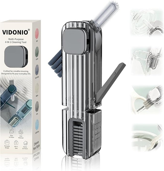 VIDONIO 4 in 1 Cup Lid Gap Cleaning Brush, Multifunctional Insulation Bottle Cleaning Tools, Mutipurpose Tiny Silicone Cup Holder Cleaner, Home Kitchen Cleaning Tools