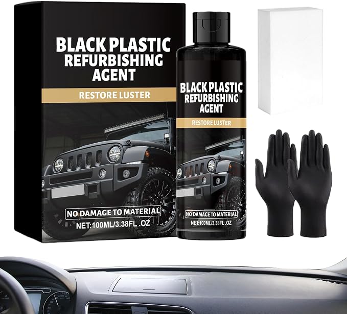Trim Restorer 100ml Detailing | Oxidation Remover with Gloves and Sponge for Detailing Restoration Shine Interior Black Trim Dashboard