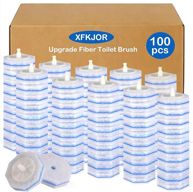 100 Count Toilet Bowl Brush Refill for Clorox - Upgrade Fiber Toilet Bowl Brush Compatible with Clorox Toilet Brush, Toilet Scrubber Refill with 5X Cleaning Power, Toilet Bowl Cleaners