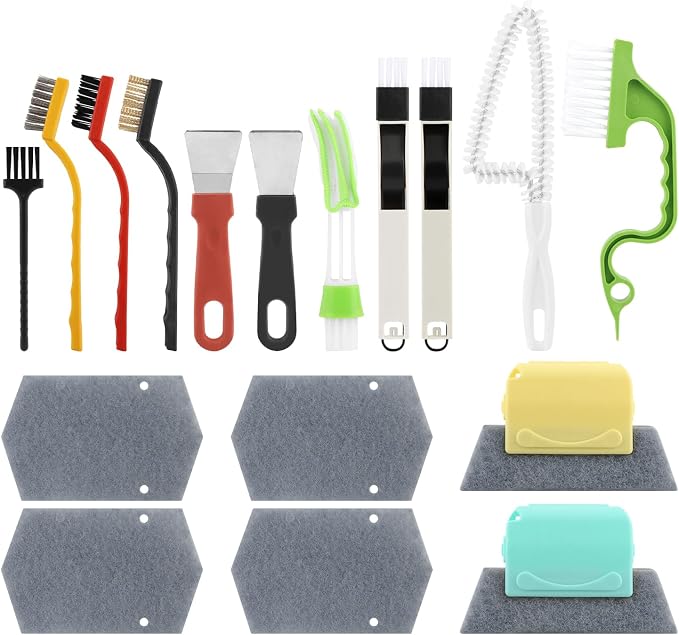 Window Sill Cleaner Tool, 13 Pcs Window Track Cleaning Tools Set, Deep Clean Groove Gap Cleaning Brush Kit for Window Tracks, Sliding Doors, Tile Lines, Car Vents, Keyboards