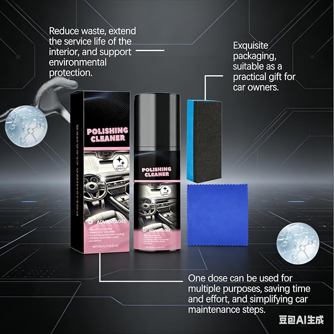 Polishing Cleaner Car Interior Spray,Car Interior Cleaner Spray(2PCS) | Polishing Cleaner, 100ml, Interior Multi-Purpose Car Cleaner, Total Car Interior Cleaner Rejuvenation