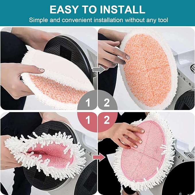 Electric Mop Pads, 6.3in Heavy Scrub Spin Mop Pads for Most Cordless Electric Spin Mop, Round Mop Replacement Pads for Floor Cleaning(8 Pack)
