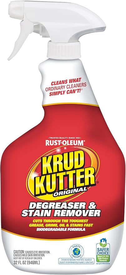 Krud Kutter Original Cleaner Degreaser Spray, 32 oz | Cuts grease, oil, grime, tar and wax. Water-based formula. Leaves no residue.
