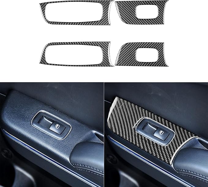 Real Carbon Fiber Trim for Dodge Charger Chrysler 300 Accessories | for Charger 2011+ Chrysler 300 2011-2023 Window Lift Panel Outer Frame Sticker Interior Thick Overlay Decal