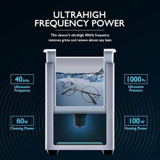 CREWORKS Professional Ultrasonic Cleaning Machine, Ultrasonic Machine with Heater & Timer, Digital Jewelry Ultrasonic Cleaner for Cleaning Denture Dental Oral Irrigator Parts Retainer Glasses, 1.8L