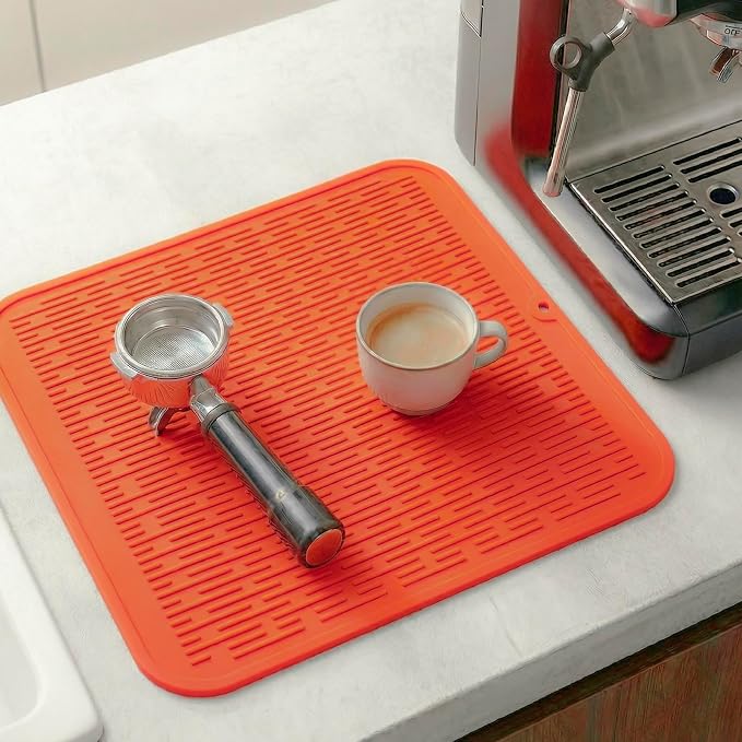 MicoYang Silicone Dish Drying Mat for Multiple Usage,Easy clean,Eco-friendly,Heat-resistant Silicone Mat for Kitchen Counter or Sink,Refrigerator or Drawer Liner Orange XL 18 inches x 16 inches