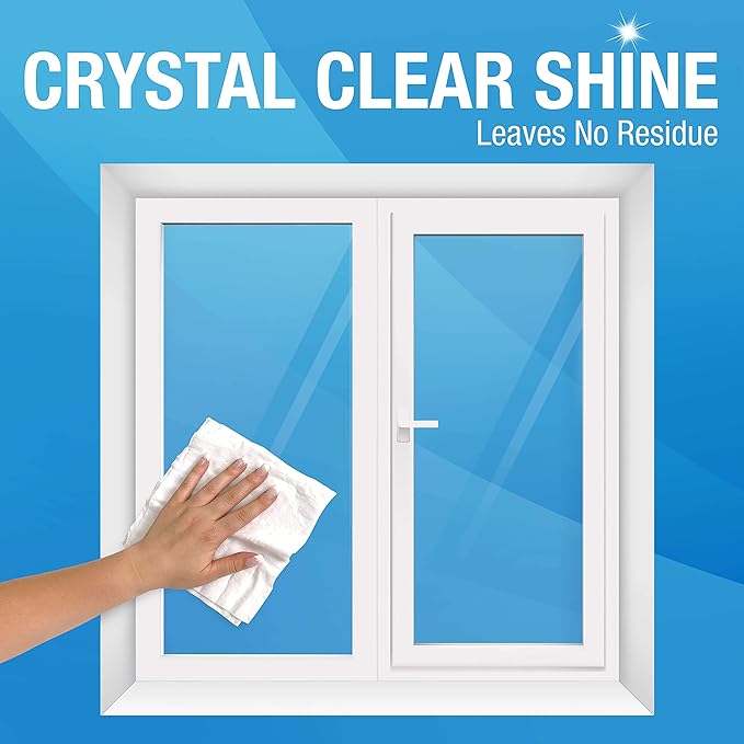 MiracleWipes for Glass, Disposable and Streak Free Cleaning Wipes for Mirrors, Windows, Kitchen, Home, and Auto- (60 Count (Pack of 1))