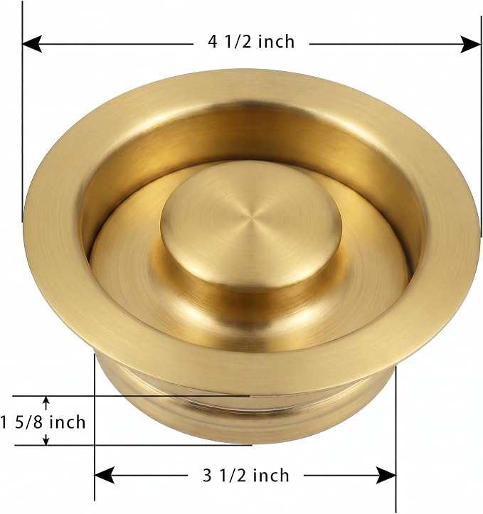 LQS Kitchen Sink Garbage Disposal Flange and Sink Stopper, fit 3-1/2 Inch Standard Sink Drain Hole Color Golden