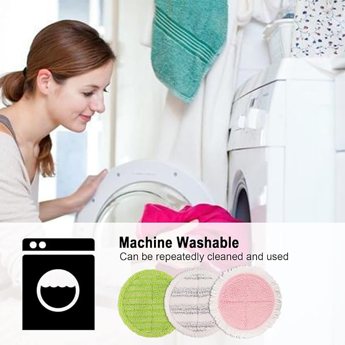Electric Mop Pads, 6.3in Spin Mop Pads for Most Cordless Electric Spin Mop, Round Mop Replacement Pads for Floor Cleaning(8 Pack)