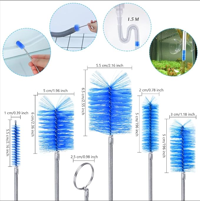 Flexible Long Drain Brush Set, Premium 3 Piece Kit with Double Ended and Stainless Steel Tube Cleaning Brushes for Ultimate Kitchen, Sink, and Pipe Cleaning, Including Powerful Drain Clog Remover