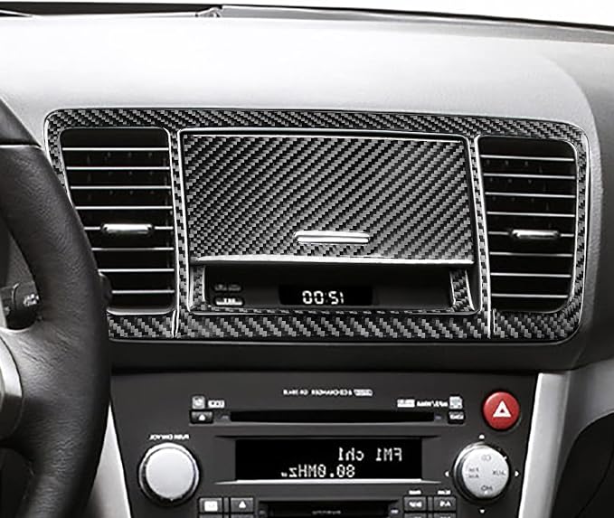 JKYUKU Real Carbon Fiber for Subaru Accessories Center Console Navigator | for Legacy/Outback 2005-2009, Black Center Console Navigator Trim Panel Air Vent Frame Sticker, Premium Sporty Look