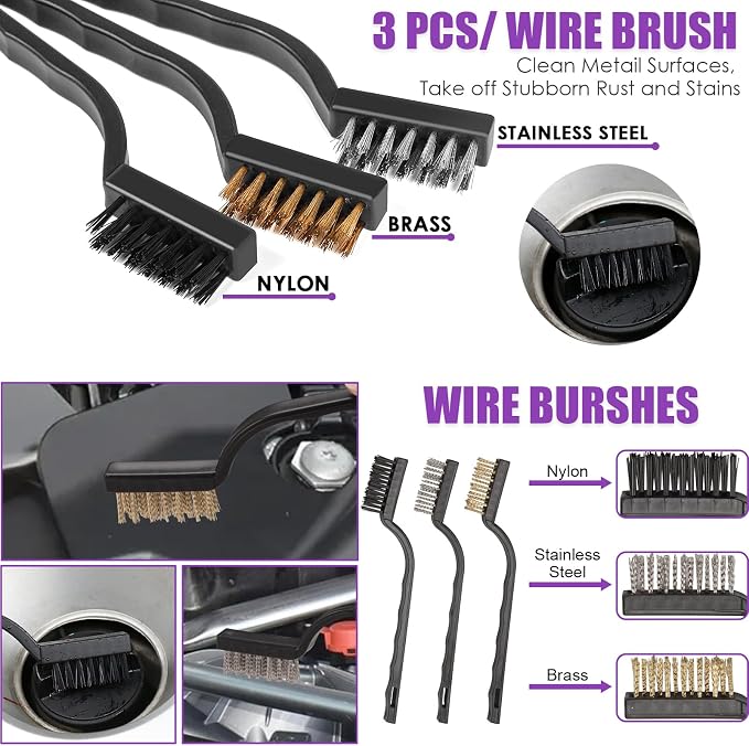 Windshield Cleaner Tool, 17Pcs Purple Car Interior Cleaning Kit, Detailing Kit Cleaner, Detailing Brush, Cleaning Gel, Inside Cleaning Supplies Accessories for Trucks, SUVs, RVs Window