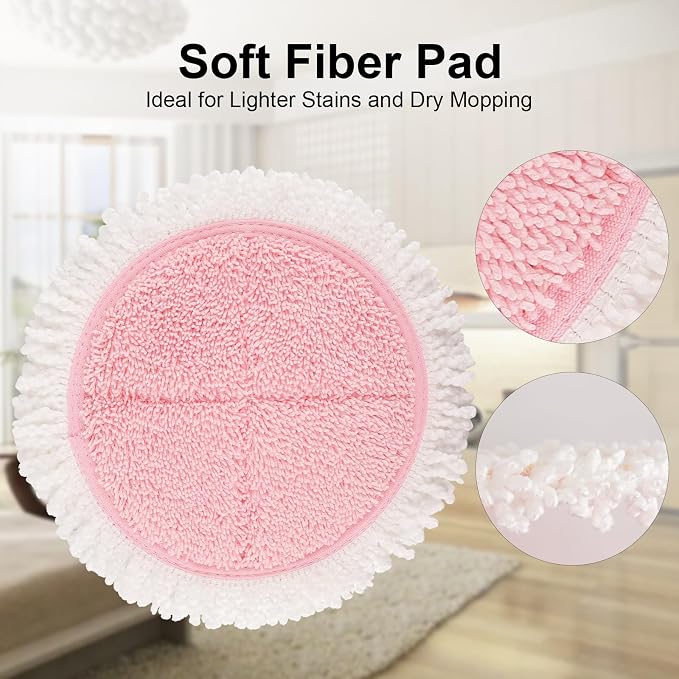 Electric Mop Pads, 6.3in Spin Mop Pads for Most Cordless Electric Spin Mop, Round Mop Replacement Pads for Floor Cleaning(4 Pack)
