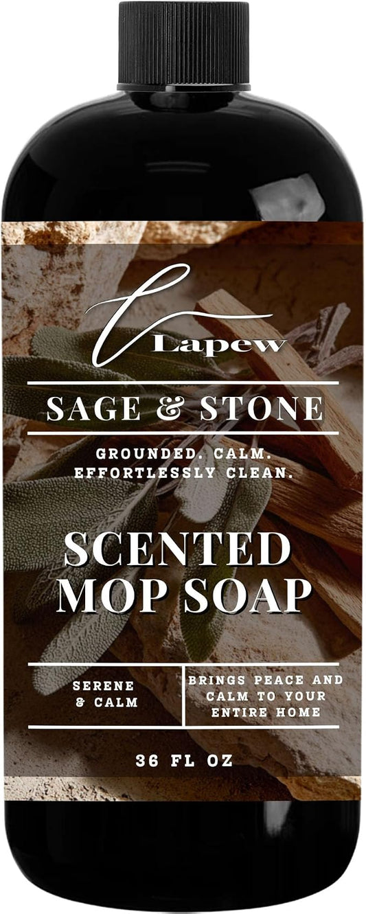 Lapew Sage & Stone Scented Mop Soap - Luxury Floor Cleaner Concentrate for Mopping Tile, Laminate, Vinyl & Hardwood | Streak-Free, Low-Foam | 36 oz