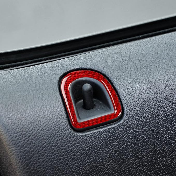 Real Carbon Fiber Trim for Ford Mustang Accessories | for 2009 2010 2011 2012 2013 2014 Inner Door Lock Pin Panel Frame Interior Thick Overlay Decal