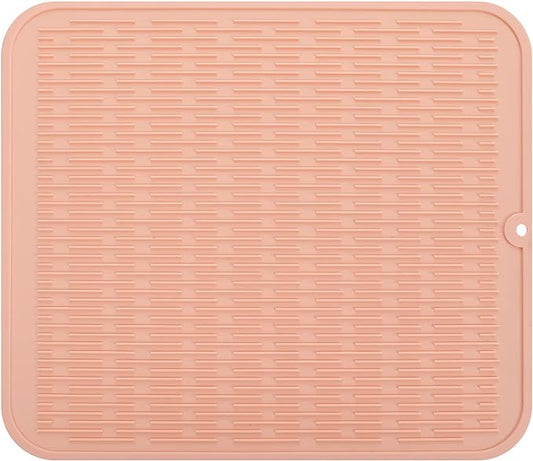 MicoYang Silicone Dish Drying Mat for Multiple Usage,Easy clean,Eco-friendly,Heat-resistant Silicone Mat for Kitchen Counter or Sink,Refrigerator or Drawer Liner Pink XL 18 inches x 16 inches
