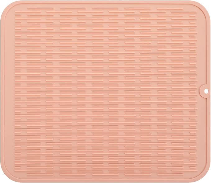 MicoYang Silicone Dish Drying Mat for Multiple Usage,Easy clean,Eco-friendly,Heat-resistant Silicone Mat for Kitchen Counter or Sink,Refrigerator or Drawer Liner Pink 2XL 24 inches x 18 inches
