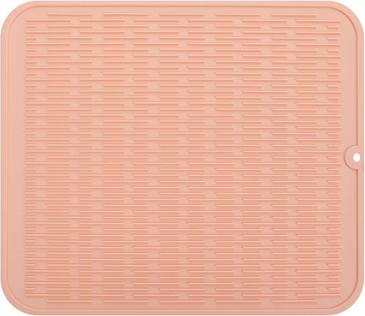 MicoYang Silicone Dish Drying Mat for Multiple Usage,Easy clean,Eco-friendly,Heat-resistant Silicone Mat for Kitchen Counter or Sink,Refrigerator or Drawer Liner Pink 2XL 24 inches x 18 inches