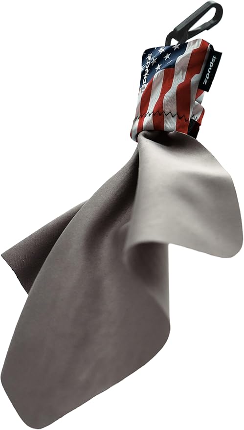 SPUDZ Ultra Microfiber Lens Cleaner with Closeable Bottom – Clip-On Pouch, Washable – for Binoculars, Scopes, Glasses, Screens | Ultra USA Flag, 6 x 6 Inch