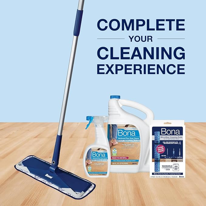 Bona PowerPlus Hardwood Floor Deep Cleaner Spray - 32 fl oz - Refillable | Oxygenated Formula and Residue-Free Floor Cleaning Solution - for Wood Floors