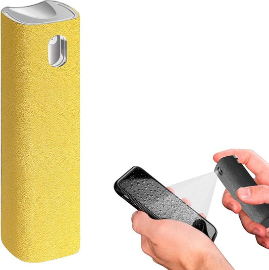 IO CLEAN Mini Screen Cleaner Spray – Finger Proof Screen Cleaner for | Smartphones, iPads, MacBooks, Laptops, Car Screens, Touchscreens – 3in1 Mist Cleaner, Microfiber Cloth and Cover -Yellow