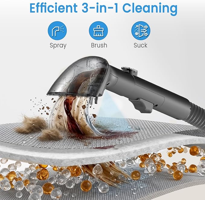 Portable Carpet Spot Cleaner Machine, Handheld Upholstery Cleaner with Pet Hair Brush & Cleaning Solution, for Pet Stains Couch Furniture Household Fabric Cleaning
