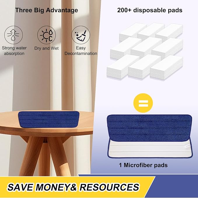 16.5 inch Reusable Mop Pads Microfiber Spray Mop Replacement Heads for Wet/Dry Mops Compatible with Bona Floor Care System (5 Pack)