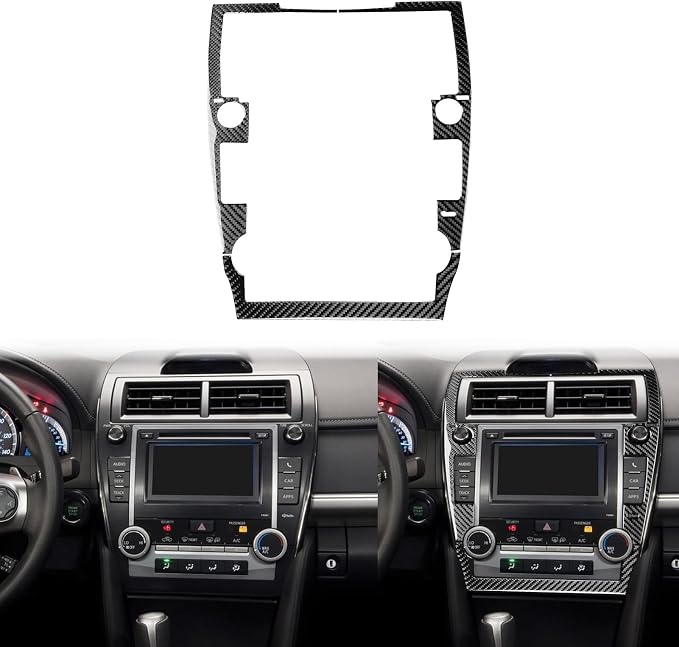 Real Carbon Fiber Trim for Toyota Camry Accessories | for 2012 2013 2014 Multimedia Panel Frame Sticker Interior Thick Overlay Decal