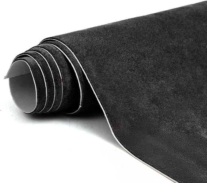 Premium Black Suede Fabric Wrap - 17x70 inch Suede Wrap for Car Interior - Self-Adhesive Microfiber and Synthetic Leather, Stretchable Interior Film for Car and Home Decor
