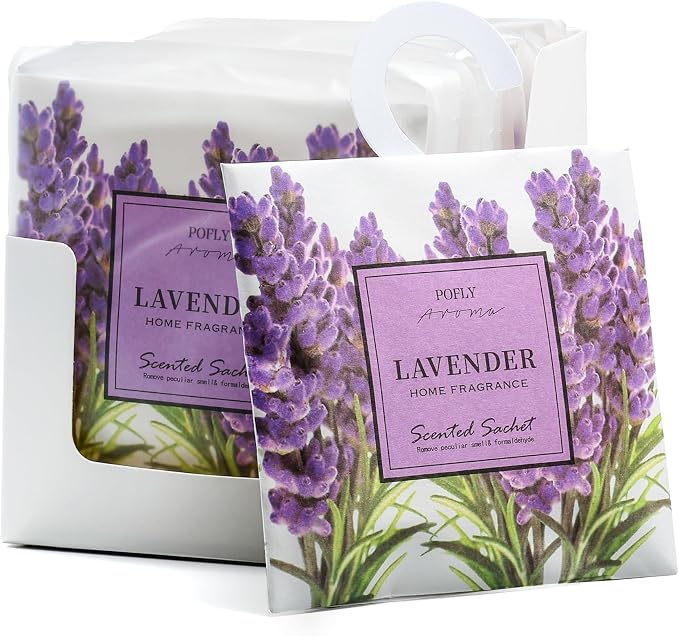 12 Pack Lavender Scented Sachets, Air Freshener for Home&Small Spaces | Hanging Sachet Bags with Retractable Hook; Closet Deodorizer & Odor Eliminator for Drawers, Shoe Cabinets, Cars & Luggage