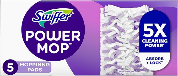 Procter & Gamble Swiffer PowerMop Multi-Surface Mopping Pad Refills, 5 Count Mop Heads