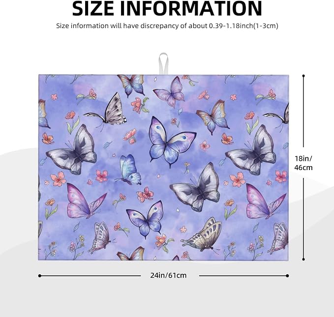Butterfly Dish Drying Mat for Kitchen Counter Cute Kitchen Mat Microfiber Kitchen Countertop Absorbent Reversible Drainer Rack Pad Dish Drying Mat 18 x 24 Inch
